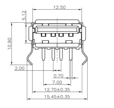USB female seat KH-AF90DIP-112