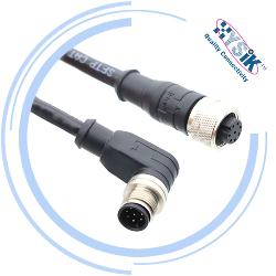 M12传感器接插件 8芯直母头Pur屏蔽电缆IP67 Y92E-M12PURSH8S2M-L