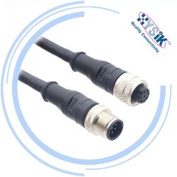 执行器连接器M12 4P 5芯双头线连接器 PVC屏蔽抗干扰电缆接插件 12A-2011-2013-105-4xx