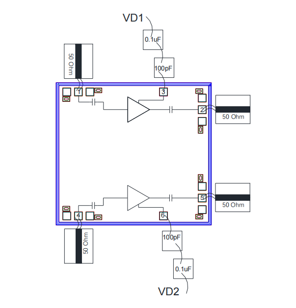 GaAs dual channel low noise amplifier chip MH1033