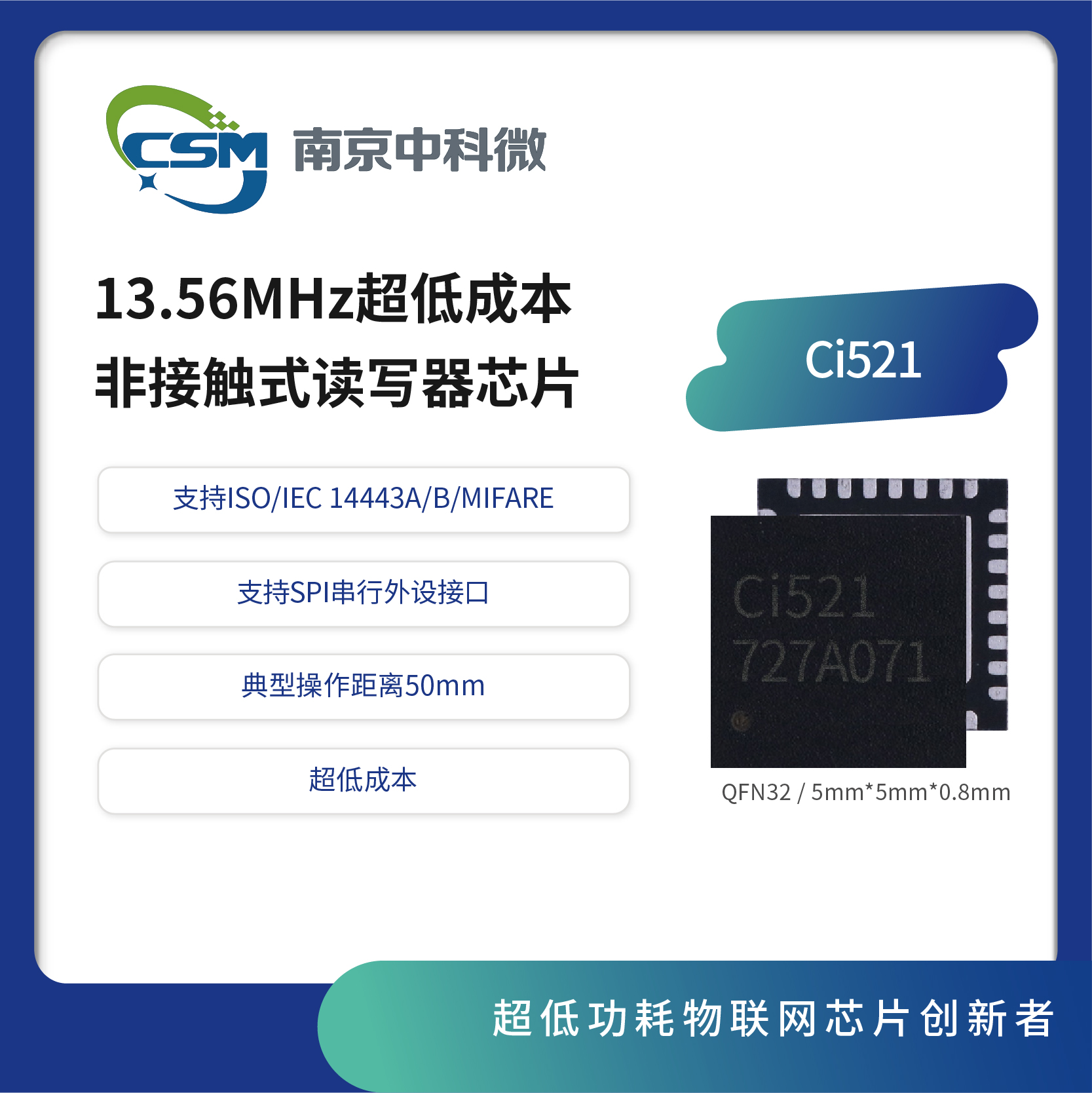 13.56M non-contact reader_writer chip Ci521